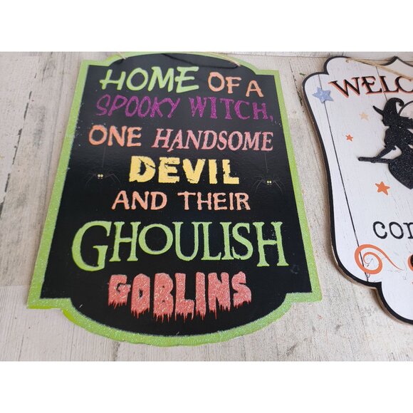 Welcome come in for a spell witch sign foolish Halloween set hanging home decor - Picture 2 of 12